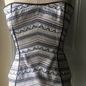 WHBM Black & White Embroidered Studded Ponte Bustier NWT